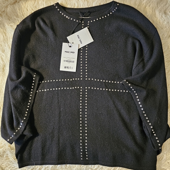 Max & Moi Shiny Studded Wool/Cashmere Sweater Sz Med NWT Retail $352 - Picture 7 of 8